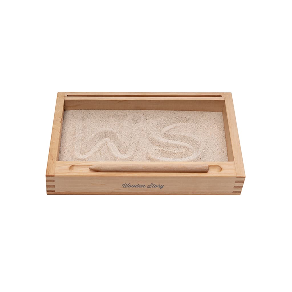 Montessori Sand Tray with Flashcard Holder