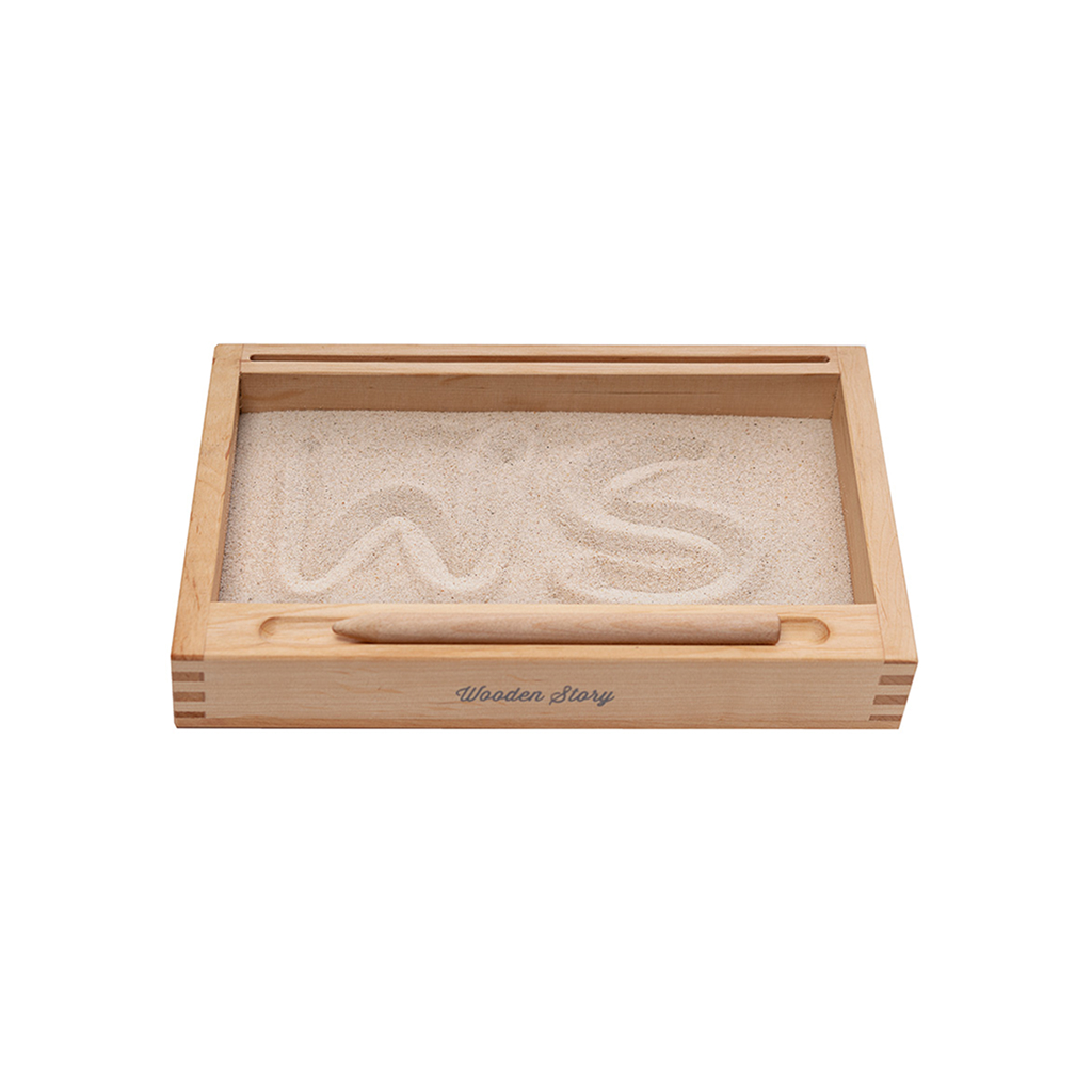 Montessori Sand Tray with Flashcard Holder